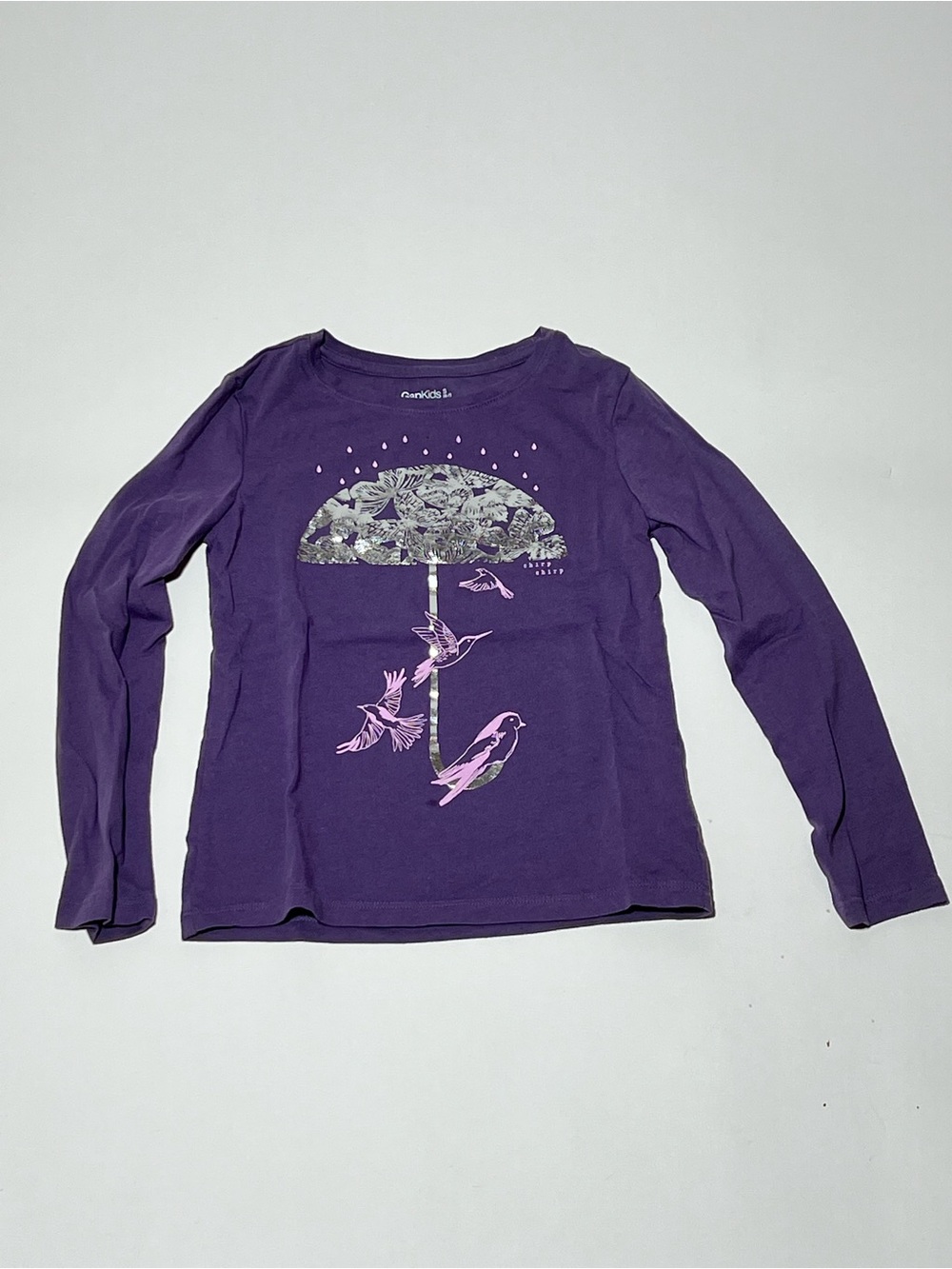 GapKids Purple Long Sleeve Bird Graphic Shirt Size S 6–7